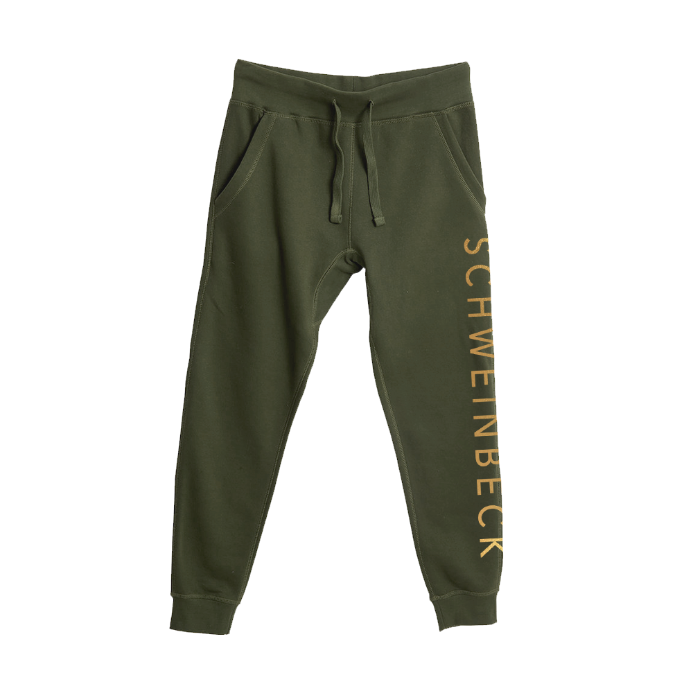 Exclusive Olive Green Joggers With Gold Print